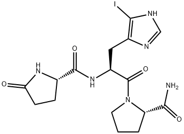 5-oxoprolyl-4(5)-iodohistidyl-prolinamide Struktur