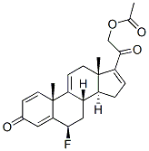 21-アセトキシ-6β-フルオロプレグナ-1,4,9(11),16-テトラエン-3,20-ジオン 化学構造式