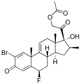 2-bromo-6beta-fluoro-17,21-dihydroxy-16beta-methylpregna-1,4,9(11)-triene-3,20-dione 21-acetate Struktur