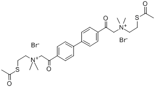 4,4'-Biphenylenebis(2-oxoethylenebis(2-acetylthioethyl)dimethylammonium) dibromide 化学構造式