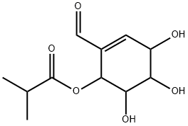 2-Methylpropanoic acid 2-formyl-4,5,6-trihydroxy-2-cyclohexen-1-yl ester Structure