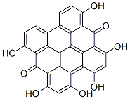 1,3,4,6,8,13-ヘキサヒドロキシフェナントロ[1,10,9,8-opqra]ペリレン-7,14-ジオン 化学構造式