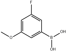 3-フロオロ-5-メトキシフェニルボロン酸 化学構造式