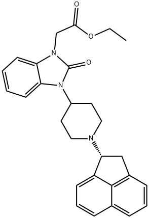 1H-BenziMidazole-1-acetic acid, 3-[1-[(1R)-1,2-dihydro-1-acenaphthylenyl]-4-piperidinyl]-2,3-dihydro-2-oxo-, ethyl ester 结构式