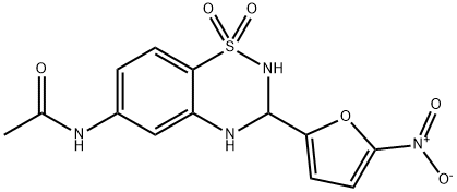 N-[3,4-dihydro-3-(5-nitrofuryl)-2H-1,2,4-benzothiadiazin-6-yl]acetamide S,S-dioxide 结构式