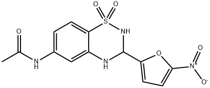 N-[3,4-dihydro-3-(5-nitrofuryl)-2H-1,2,4-benzothiadiazin-6-yl]acetamide S,S-dioxide,61143-06-4,结构式