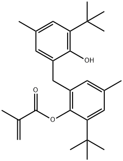 2-メチルアクリル酸2-tert-ブチル-6-[(3-tert-ブチル-2-ヒドロキシ-5-メチルフェニル)メチル]-4-メチルフェニル 化学構造式