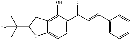 (E)-1-[2,3-Dihydro-4-hydroxy-2-(1-hydroxy-1-methylethyl)benzofuran-5-yl]-3-phenyl-2-propen-1-one,61235-35-6,结构式