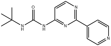 N-(tert-ブチル)-N'-[2-(4-ピリジニル)-4-ピリミジニル]尿素 化学構造式