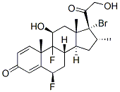 17-ブロモ-6β,9-ジフルオロ-11β,21-ジヒドロキシ-16α-メチルプレグナ-1,4-ジエン-3,20-ジオン 化学構造式
