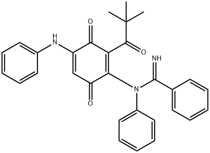 N-[2-(2,2-Dimethyl-1-oxopropyl)-3,6-dioxo-4-(phenylamino)-1,4-cyclohexadien-1-yl]-N-phenylbenzamidine,61417-00-3,结构式
