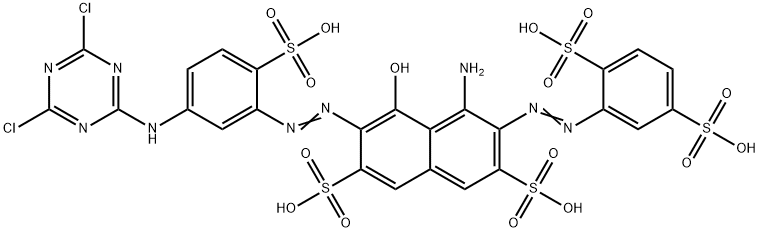 4-amino-6-[[5-[(4,6-dichloro-1,3,5-triazin-2-yl)amino]-2-sulphophenyl]azo]-3-[(2,5-disulphophenyl)azo]-5-hydroxynaphthalene-2,7-disulphonic acid,61433-40-7,结构式