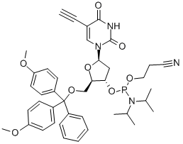 5'-O-[二(4-甲氧基苯基)苯基甲基]-2'-脱氧-5-乙炔基-尿苷 3'-[2-氰基乙基 二(异丙基)氨基亚磷酸酯],615288-66-9,结构式