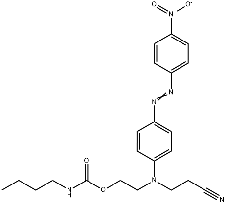 ブチルカルバミド酸2-[(2-シアノエチル)[4-[(4-ニトロフェニル)アゾ]フェニル]アミノ]エチル 化学構造式