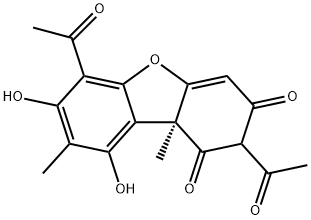 (9bS)-7,9-ジヒドロキシ-2,6-ジアセチル-8,9b-ジメチルジベンゾフラン-1,3(2H,9bH)-ジオン 化学構造式