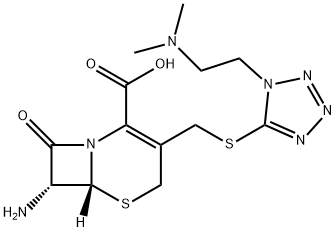 (6R-trans)-7-amino-3-[[[1-[2-(dimethylamino)ethyl]-1H-tetrazol-5-yl]thio]methyl]-8-oxo-5-thia-1-azabicyclo[4.2.0]oct-2-ene-2-carboxylic acid Structure