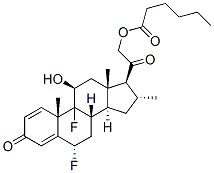 6alpha,9-difluoro-11beta,21-dihydroxy-16alpha-methylpregna-1,4-diene-3,20-dione 21-hexanoate 结构式