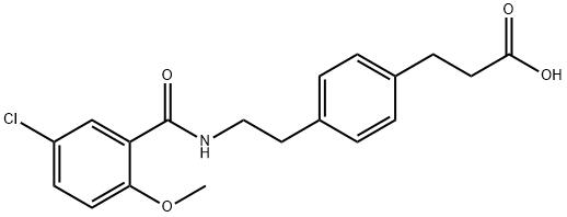 3-[4-[2-[(5-chloro-2-methoxy-benzoyl)amino]ethyl]phenyl]propanoic acid 结构式