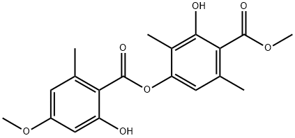 2-Hydroxy-4-[(2-hydroxy-4-methoxy-6-methylbenzoyl)oxy]-3,6-dimethylbenzoic acid methyl ester Structure