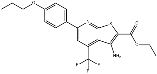 ethyl 3-amino-6-(4-propoxyphenyl)-4-(trifluoromethyl)thieno[2,3-b]pyridine-2-carboxylate Struktur