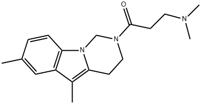 2-[3-(ジメチルアミノ)-1-オキソプロピル]-5,7-ジメチル-1,2,3,4-テトラヒドロピリミド[1,6-a]インドール 化学構造式