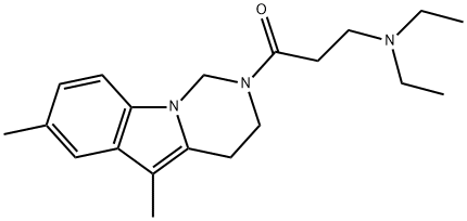 2-(3-Diethylaminopropionyl)-5,7-dimethyl-1,2,3,4-tetrahydropyrimido[1,6-a]indole Struktur
