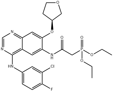 P-[2-[[4-[(3-氯-4-氟苯基)氨基]-7-[[(3S)-四氢-3-呋喃基]氧基-6-喹唑啉基]氨基]-2-氧代乙基]膦酸二乙酯,618061-76-0,结构式