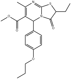 methyl 2-ethyl-7-methyl-3-oxo-5-(4-propoxyphenyl)-2,3-dihydro-5H-[1,3]thiazolo[3,2-a]pyrimidine-6-carboxylate 化学構造式