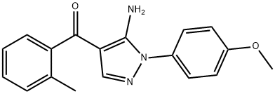 (5-AMINO-1-(4-METHOXYPHENYL)-1H-PYRAZOL-4-YL)(O-TOLYL)METHANONE 化学構造式