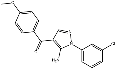 (5-AMINO-1-(3-CHLOROPHENYL)-1H-PYRAZOL-4-YL)(4-METHOXYPHENYL)METHANONE 化学構造式