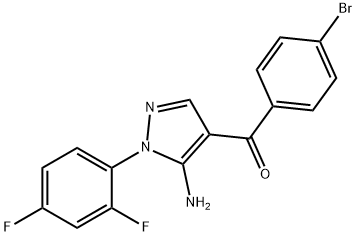 (5-AMINO-1-(2,4-DIFLUOROPHENYL)-1H-PYRAZOL-4-YL)(4-BROMOPHENYL)METHANONE 化学構造式