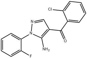(5-AMINO-1-(2-FLUOROPHENYL)-1H-PYRAZOL-4-YL)(2-CHLOROPHENYL)METHANONE 化学構造式