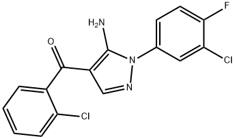 (5-AMINO-1-(3-CHLORO-4-FLUOROPHENYL)-1H-PYRAZOL-4-YL)(2-CHLOROPHENYL)METHANONE,618092-08-3,结构式