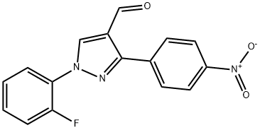 1-(2-FLUOROPHENYL)-3-(4-NITROPHENYL)-1H-PYRAZOLE-4-CARBALDEHYDE 化学構造式