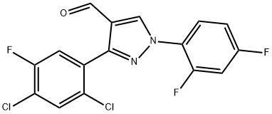 3-(2,4-DICHLORO-5-FLUOROPHENYL)-1-(2,4-DIFLUOROPHENYL)-1H-PYRAZOLE-4-CARBALDEHYDE Struktur