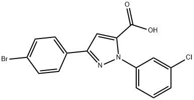3-(4-BROMOPHENYL)-1-(3-CHLOROPHENYL)-1H-PYRAZOLE-5-CARBOXYLIC ACID 化学構造式