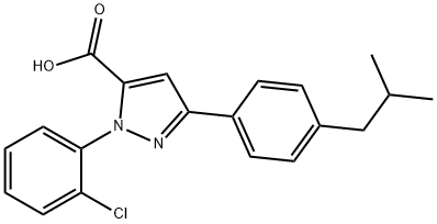 1-(2-CHLOROPHENYL)-3-(4-ISOBUTYLPHENYL)-1H-PYRAZOLE-5-CARBOXYLIC ACID 化学構造式