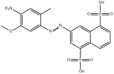 3-[(4-アミノ-5-メトキシ-2-メチルフェニル)アゾ]-1,5-ナフタレンジスルホン酸 化学構造式