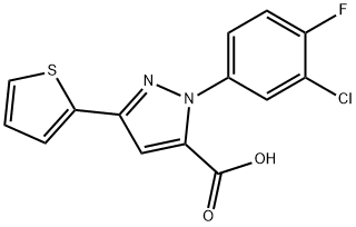 1-(3-CHLORO-4-FLUOROPHENYL)-3-(THIOPHEN-2-YL)-1H-PYRAZOLE-5-CARBOXYLIC ACID,618382-87-9,结构式