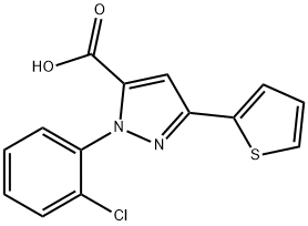 1-(2-CHLOROPHENYL)-3-(THIOPHEN-2-YL)-1H-PYRAZOLE-5-CARBOXYLIC ACID 化学構造式