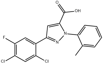 3-(2,4-DICHLORO-5-FLUOROPHENYL)-1-O-TOLYL-1H-PYRAZOLE-5-CARBOXYLIC ACID,618382-95-9,结构式