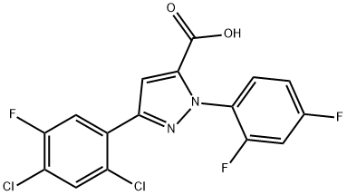 3-(2,4-DICHLORO-5-FLUOROPHENYL)-1-(2,4-DIFLUOROPHENYL)-1H-PYRAZOLE-5-CARBOXYLIC ACID,618382-97-1,结构式