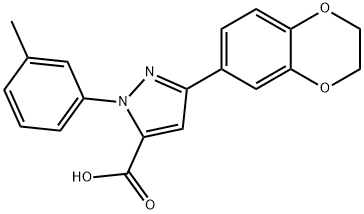 3-(2,3-DIHYDROBENZO[B][1,4]DIOXIN-7-YL)-1-M-TOLYL-1H-PYRAZOLE-5-CARBOXYLIC ACID,618383-05-4,结构式