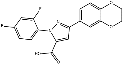1-(2,4-DIFLUOROPHENYL)-3-(2,3-DIHYDROBENZO[B][1,4]DIOXIN-7-YL)-1H-PYRAZOLE-5-CARBOXYLIC ACID,618383-06-5,结构式