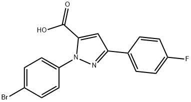 1-(4-BROMOPHENYL)-3-(4-FLUOROPHENYL)-1H-PYRAZOLE-5-CARBOXYLIC ACID 结构式