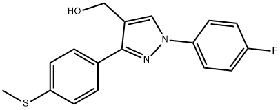 (1-(4-FLUOROPHENYL)-3-(4-(METHYLTHIO)PHENYL)-1H-PYRAZOL-4-YL)METHANOL,618444-46-5,结构式