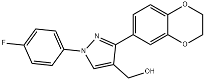 (1-(4-FLUOROPHENYL)-3-(2,3-DIHYDROBENZO[B][1,4]DIOXIN-7-YL)-1H-PYRAZOL-4-YL)METHANOL 化学構造式
