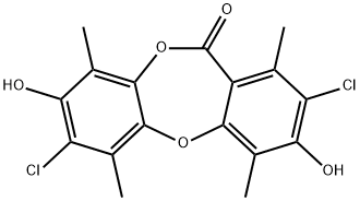 2,7-Dichloro-3,8-dihydroxy-1,4,6,9-tetramethyl-11H-dibenzo[b,e][1,4]dioxepin-11-one Structure