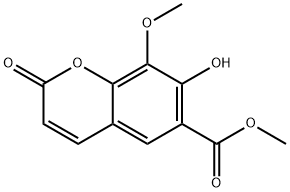 7-ヒドロキシ-8-メトキシ-2-オキソ-2H-1-ベンゾピラン-6-カルボン酸メチル 化学構造式