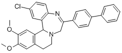 7,9,10,14b-テトラヒドロ-6-(4-ビフェニリル)-2-クロロ-12,13-ジメトキシイソキノ[2,1-d][1,4]ベンゾジアゼピン 化学構造式